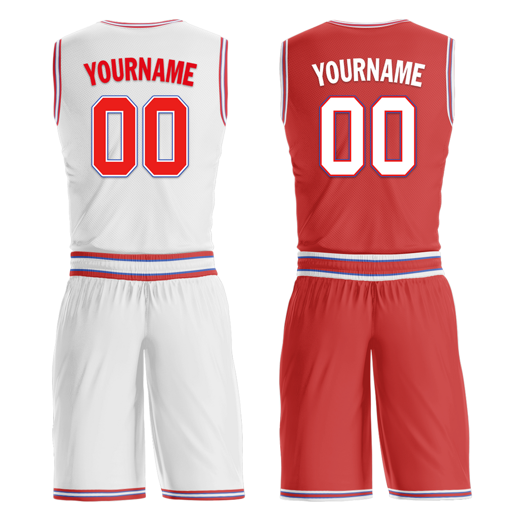 Custom White Red Classic Style Reversible Basketball Uniform Personalized Ordinary BBJR-D017041