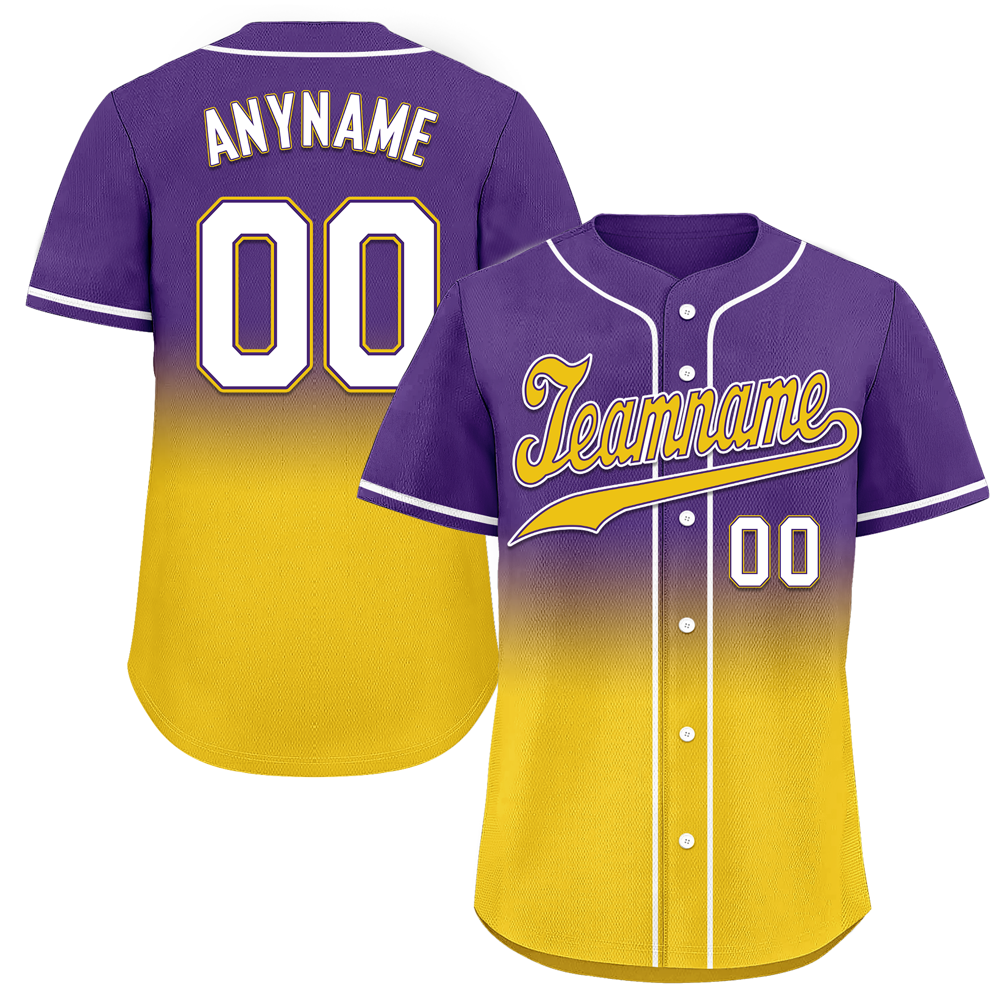 Custom Purple Yellow Fade Fashion Personalized Authentic Baseball Jersey BSBJ01-D0a70cb
