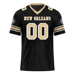 Custom Black Beige New Orleans Personalized Authentic Football Jersey FBJ02-D020256-10