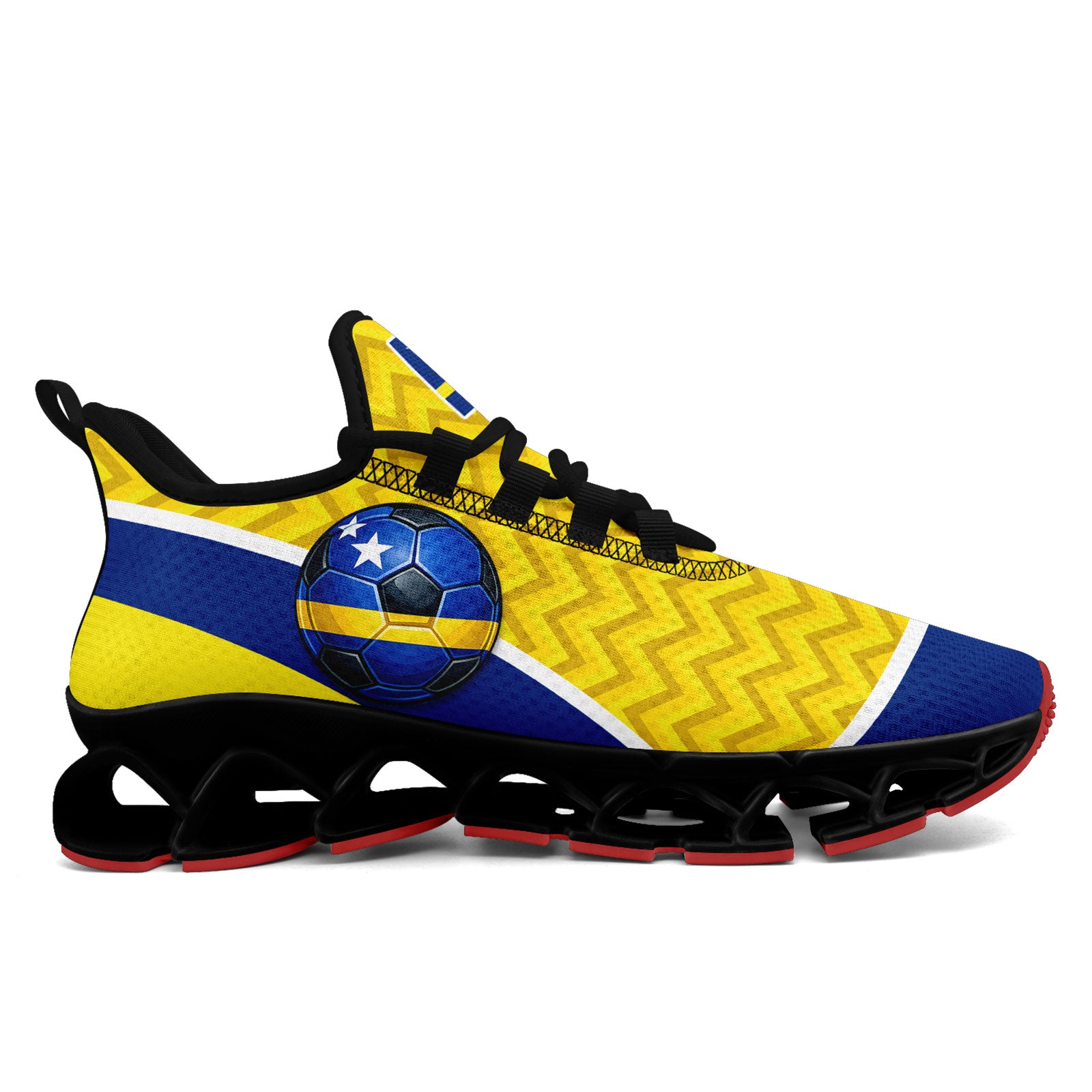 Custom Curaçao 2026 World Cup Sneakers DIY Country Flag Running Shoes Lightweight Sport Shoes Gift for Football Fans Personalized Team Name and Logo FN003XD-F009091-1