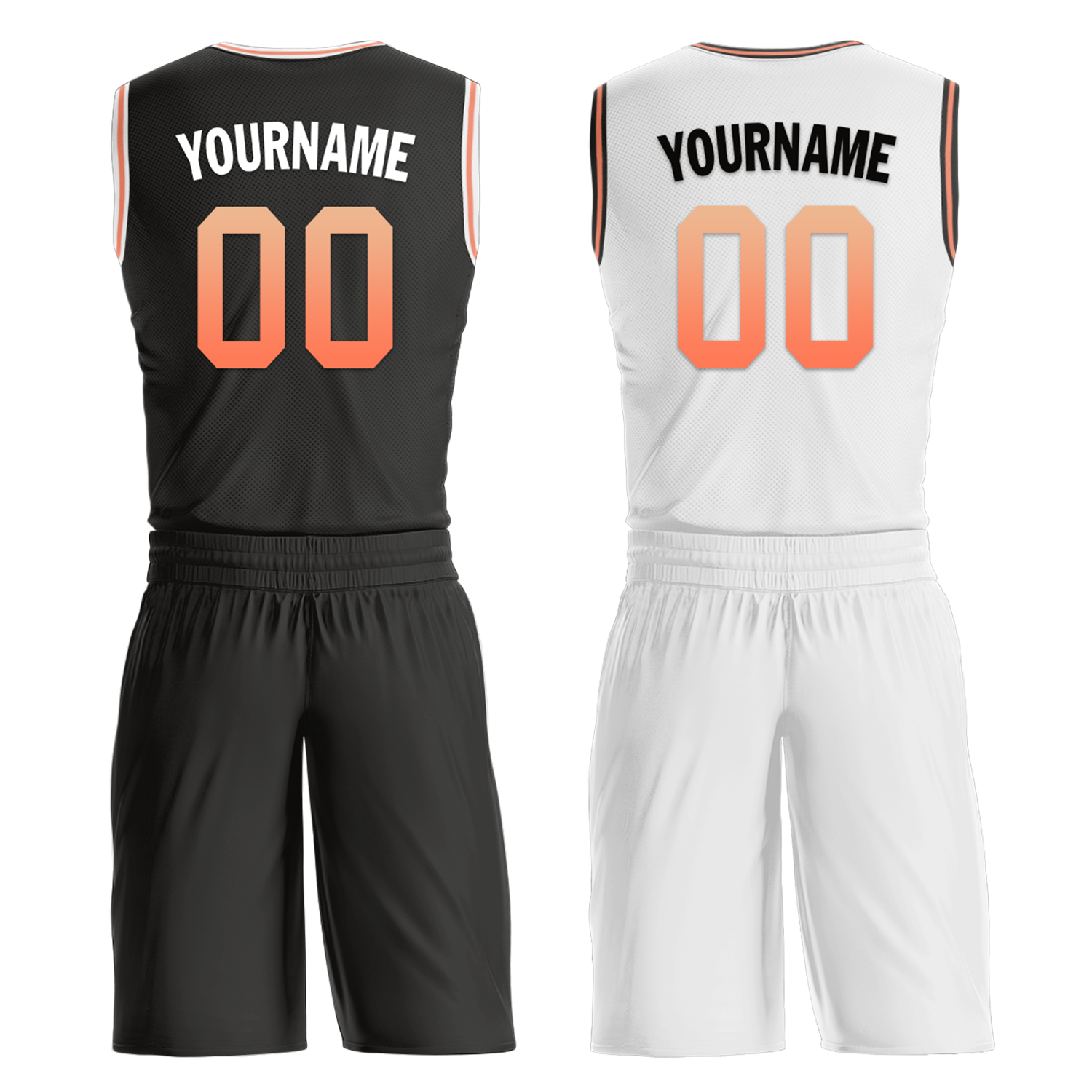 Custom Black White Classic Style Reversible Basketball Uniform Personalized COOLMAX BBJR-D017028