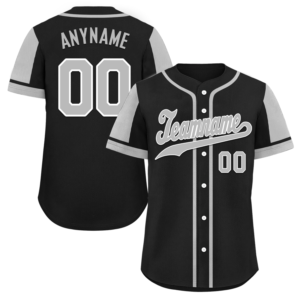 Custom Black Gray Raglan Sleeves Personalized Authentic Baseball Jersey BSBJ01-D017175