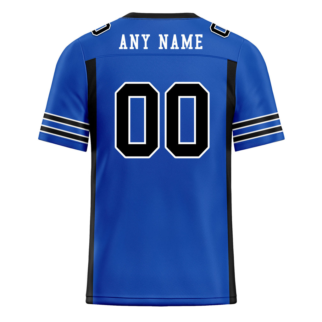Custom Blue Black Striped Sleeves Personalized Authentic Football Jersey FBJ02-D06071