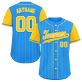Custom Blue Yellow Stripe Fashion Personalized Authentic Baseball Jersey BSBJ01-D017212