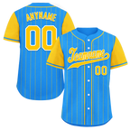 Custom Blue Yellow Stripe Fashion Personalized Authentic Baseball Jersey BSBJ01-D017212