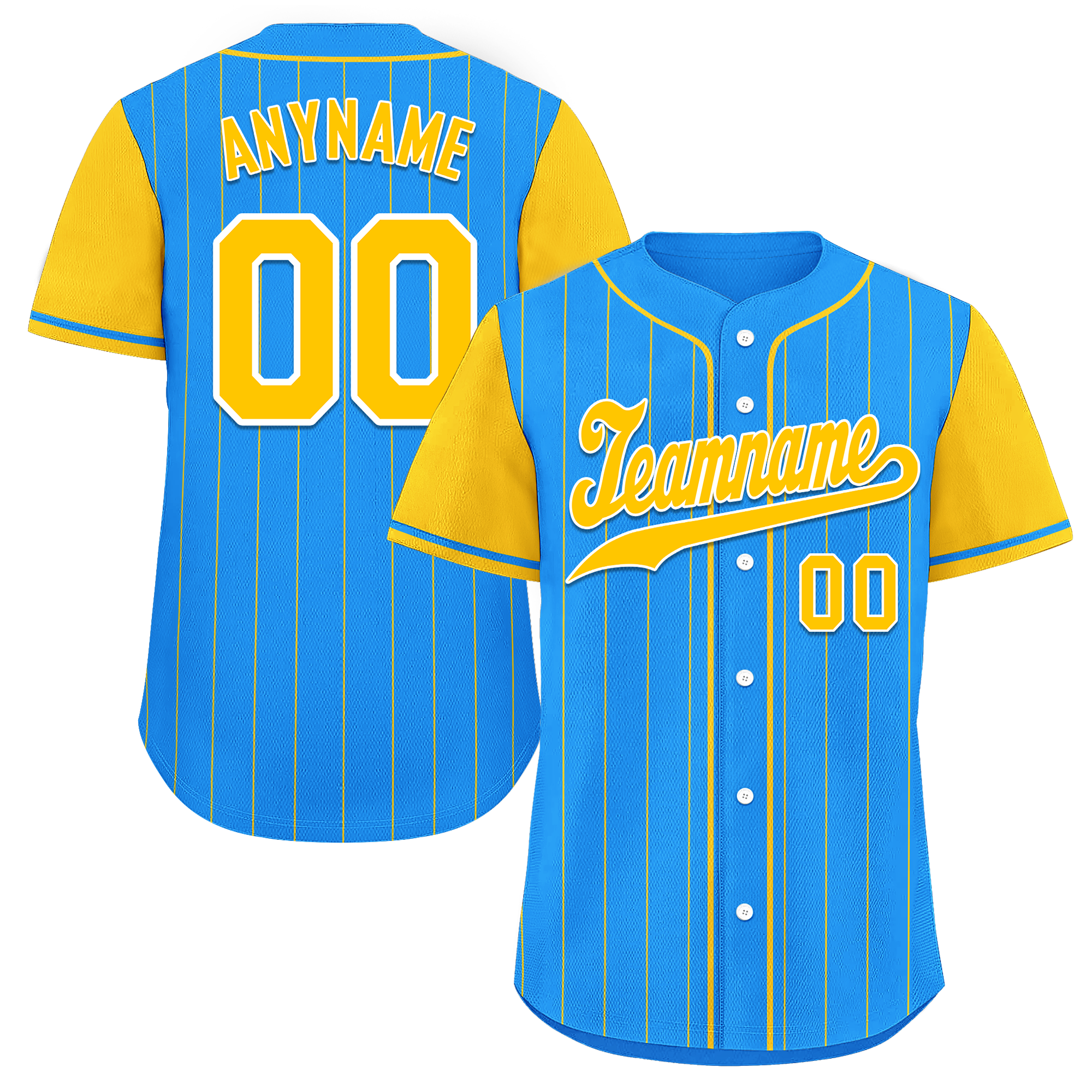 Custom Blue Yellow Stripe Fashion Personalized Authentic Baseball Jersey BSBJ01-D017212