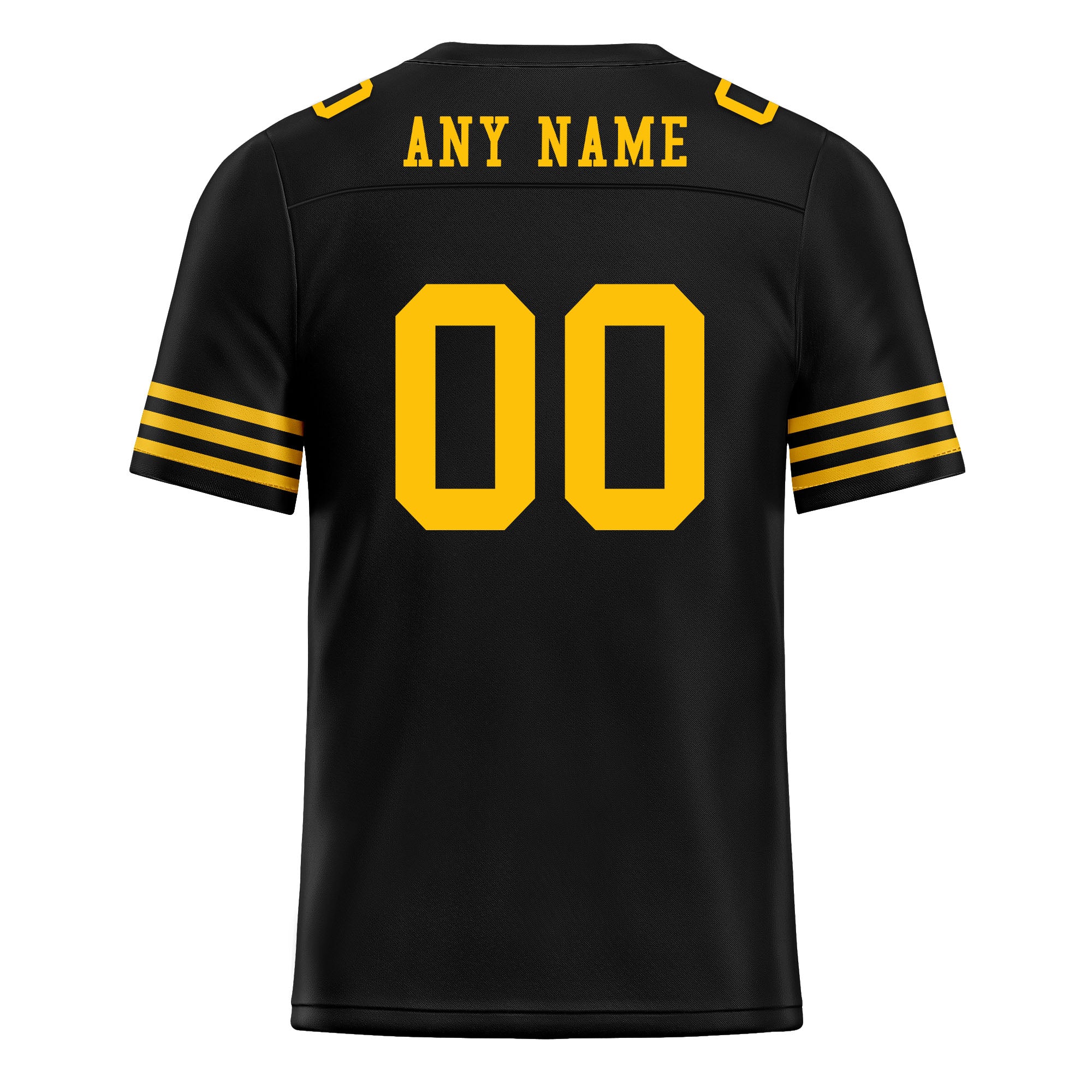 Custom Black Yellow Striped Sleeves Personalized Authentic Football Jersey FBJ02-D06040