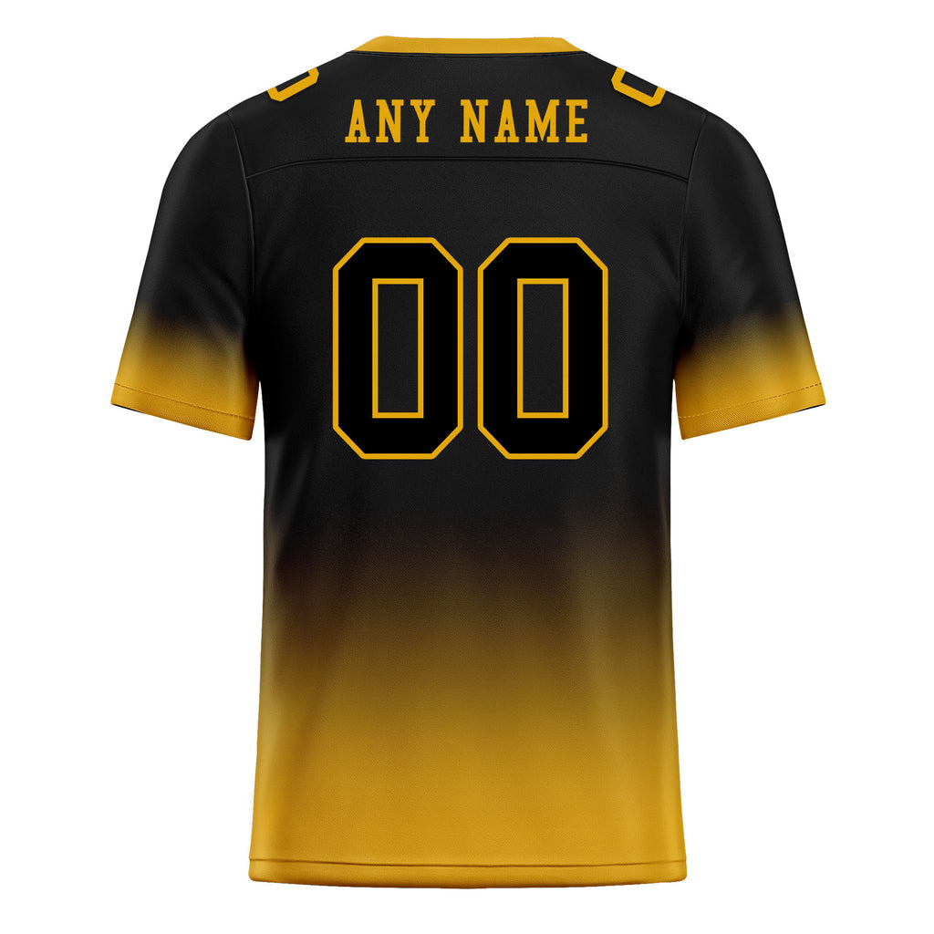 Custom Black Yellow Fade Fashion Personalized Authentic Football Jersey FBJ02-D06084