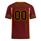 Custom Dark Red Yellow Striped Sleeves Personalized Authentic Football Jersey FBJ02-D06048