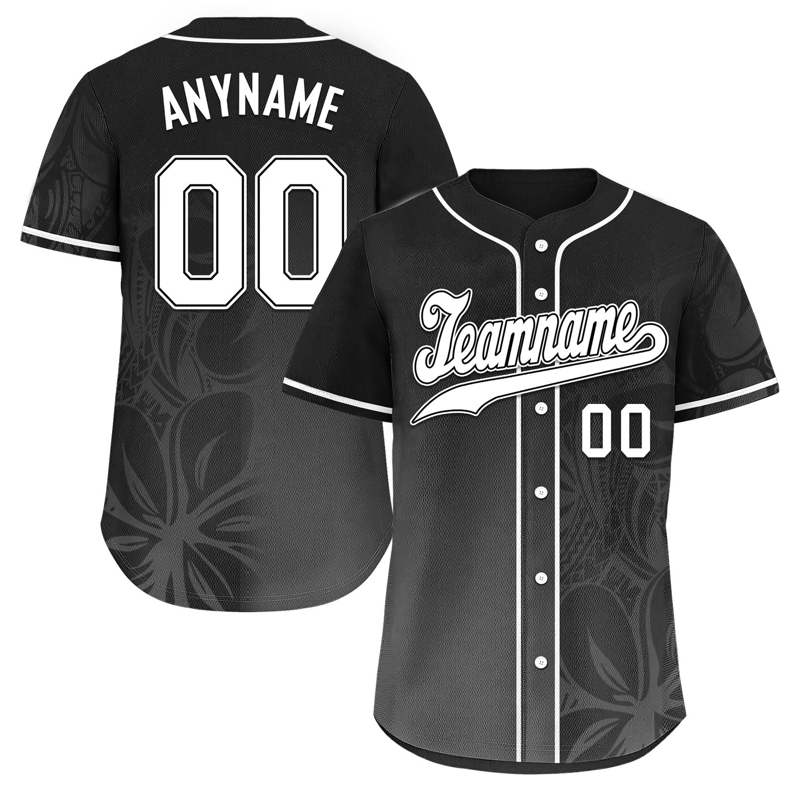 Custom Black Embroidered Baseball Jersey, 100% Polyester