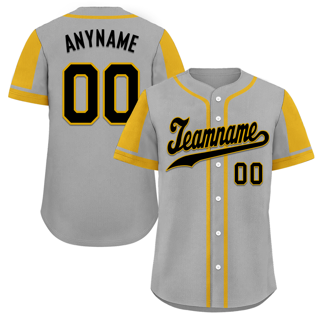 Custom Gray Yellow Raglan Sleeves Personalized Authentic Baseball Jersey BSBJ01-D017188