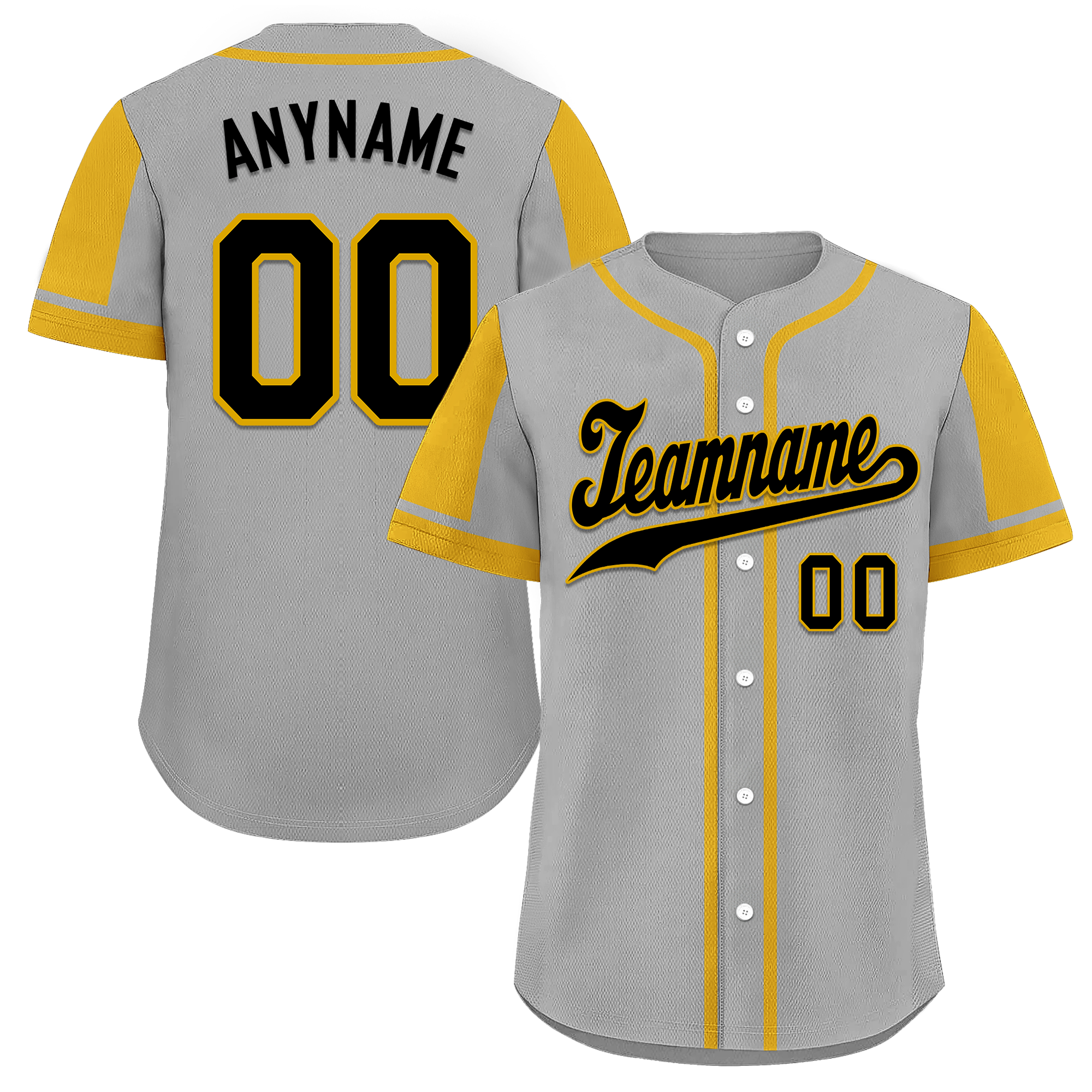 Custom Gray Yellow Raglan Sleeves Personalized Authentic Baseball Jersey BSBJ01-D017188