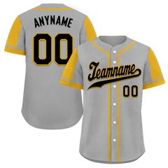 Custom Gray Yellow Raglan Sleeves Personalized Authentic Baseball Jersey BSBJ01-D017188