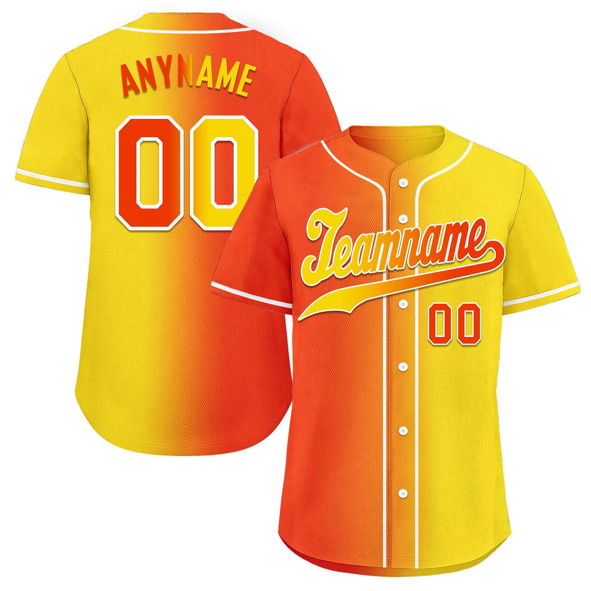 Custom Orange Yellow Gradient Fashion Personalized Authentic Baseball Jersey BSBJ01-D0a707e