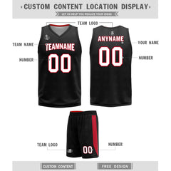 Custom Black Red Plaid Portland City Edition Personalized Reversible Basketball Set Sports Basketball Jersey BBJ01R-D0610-25