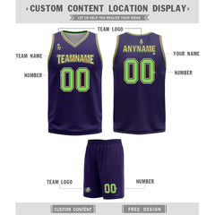 Custom Purple Green Gold New Orleans City Edition Personalized Reversible Basketball Set Sports Basketball Jersey BBJ01R-D0610-19