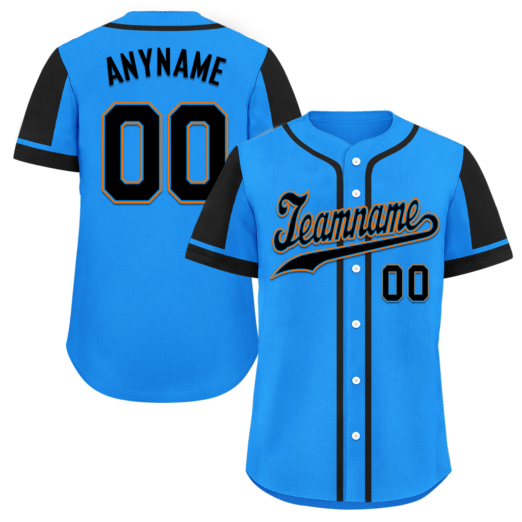 Custom Blue Black Raglan Sleeves Personalized Authentic Baseball Jersey BSBJ01-D017209