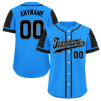 Custom Blue Black Raglan Sleeves Personalized Authentic Baseball Jersey BSBJ01-D017209