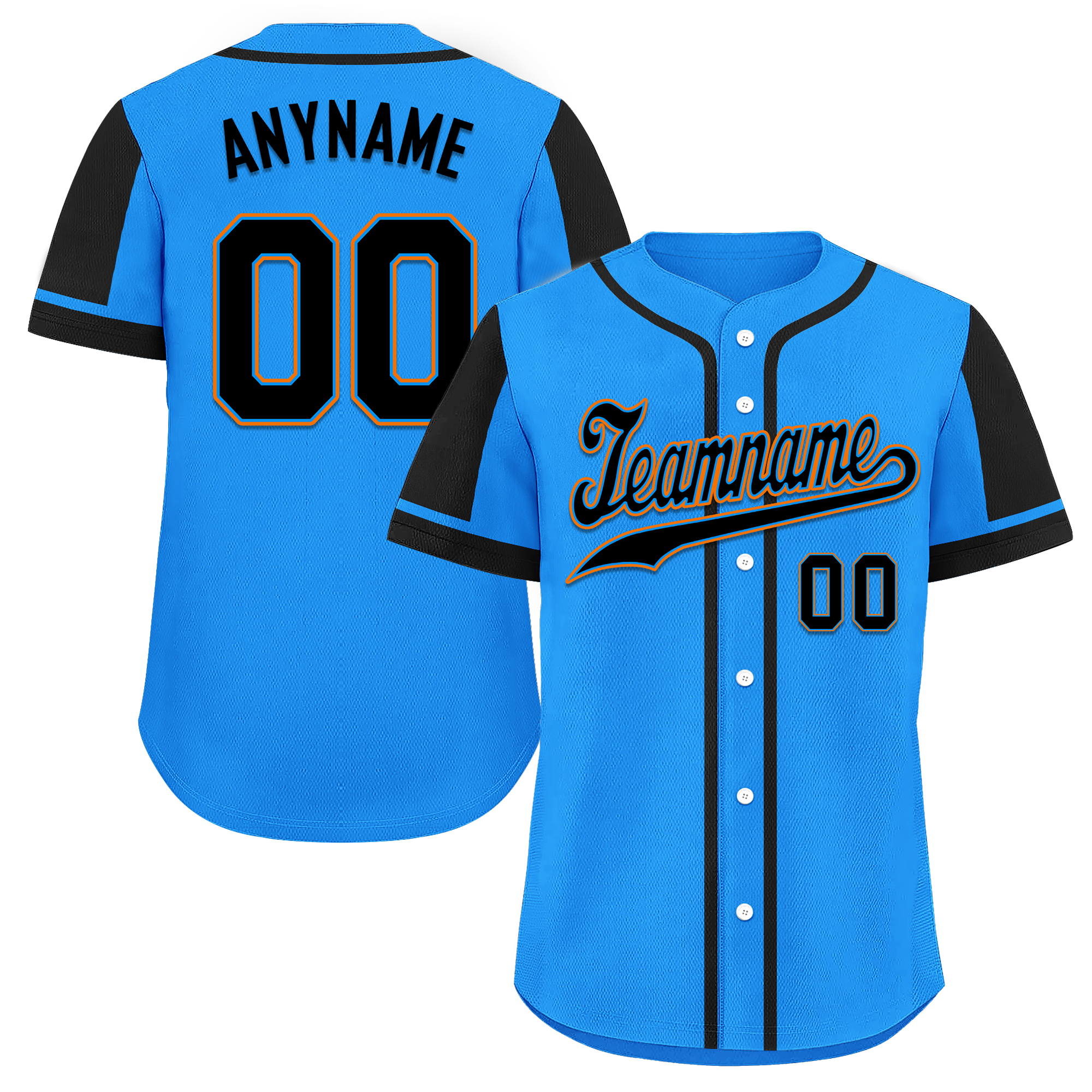 Custom Blue Black Raglan Sleeves Personalized Authentic Baseball Jersey BSBJ01-D017209