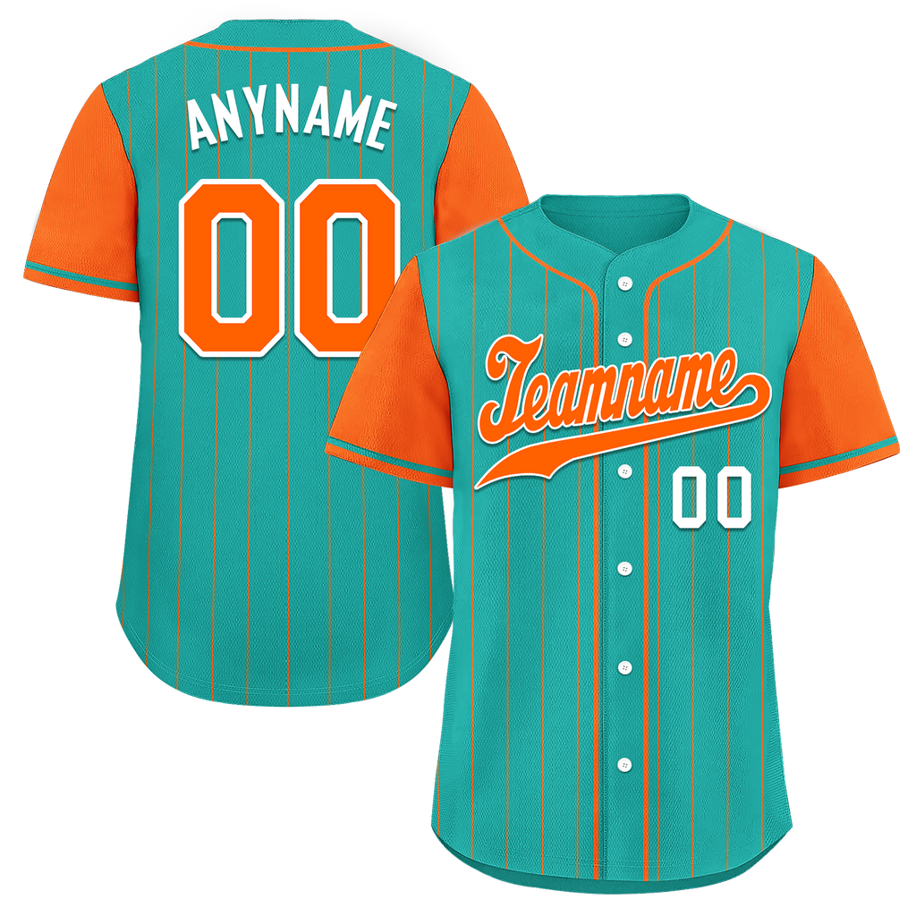 Custom Cyan Orange Stripe Fashion Personalized Authentic Baseball Jersey BSBJ01-D017233
