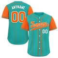 Custom Cyan Orange Stripe Fashion Personalized Authentic Baseball Jersey BSBJ01-D017233