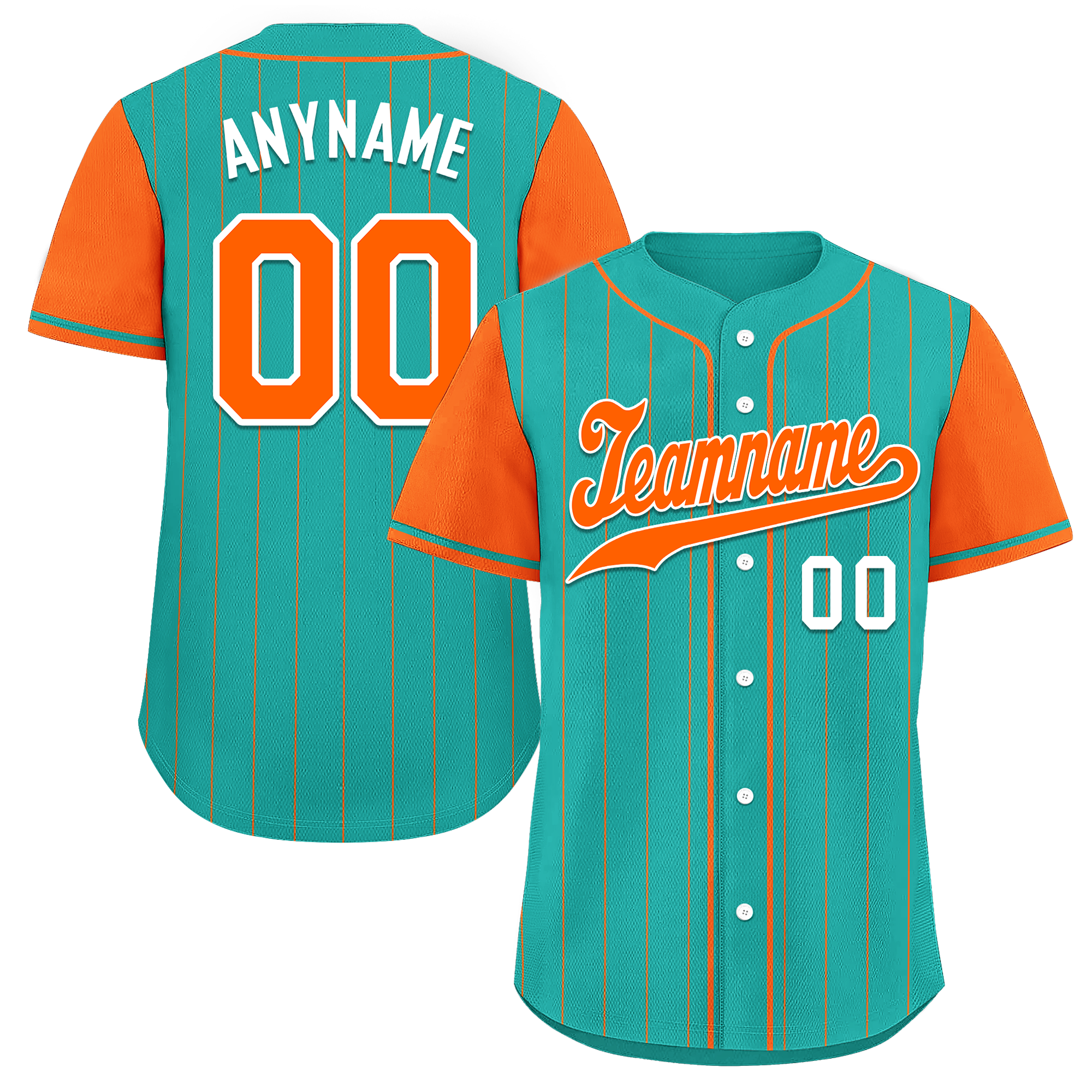 Custom Cyan Orange Stripe Fashion Personalized Authentic Baseball Jersey BSBJ01-D017233