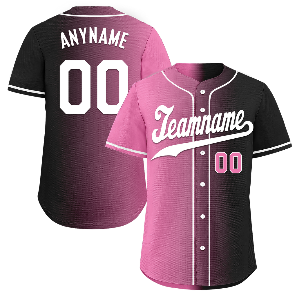 Custom Pink Black Gradient Fashion Personalized Authentic Baseball Jersey BSBJ01-D0a7099
