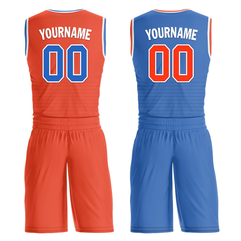 Custom Orange Blue Classic Style Reversible Basketball Uniform Personalized Ordinary BBJR-D017040
