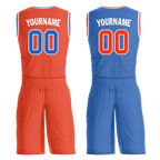 Custom Orange Blue Classic Style Reversible Basketball Uniform Personalized Ordinary BBJR-D017040