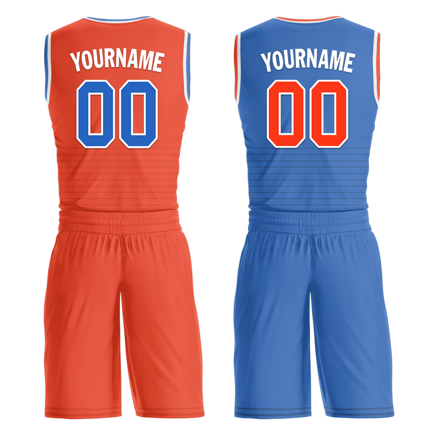 Custom Orange Blue Classic Style Reversible Basketball Uniform Personalized Ordinary BBJR-D017040