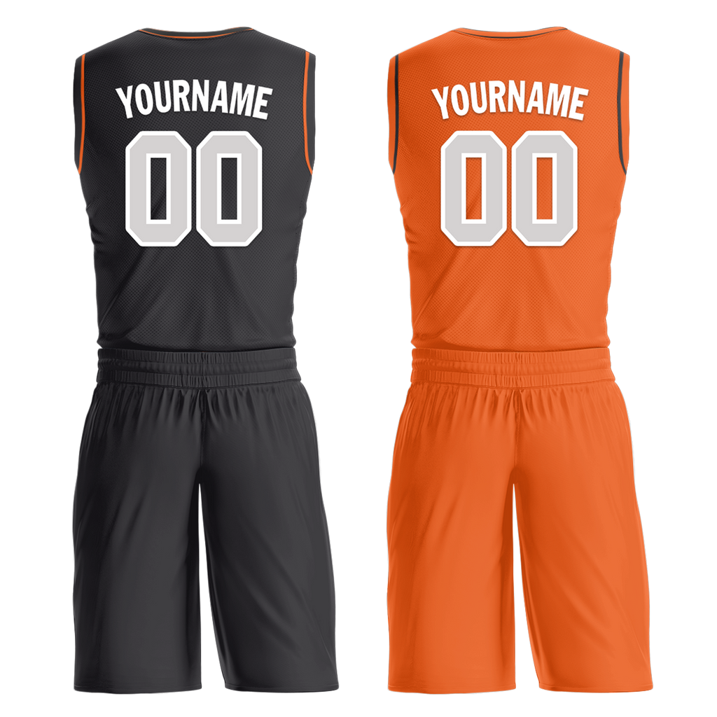 Custom Black Orange Classic Style Reversible Basketball Uniform Personalized Ordinary BBJR-D017019
