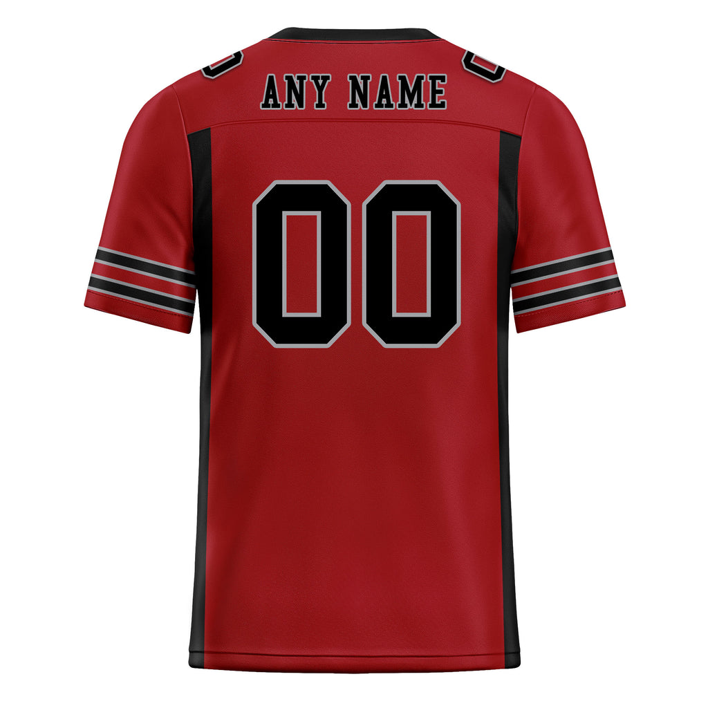 Custom Black Red Striped Sleeves Personalized Authentic Football Jersey FBJ02-D06075