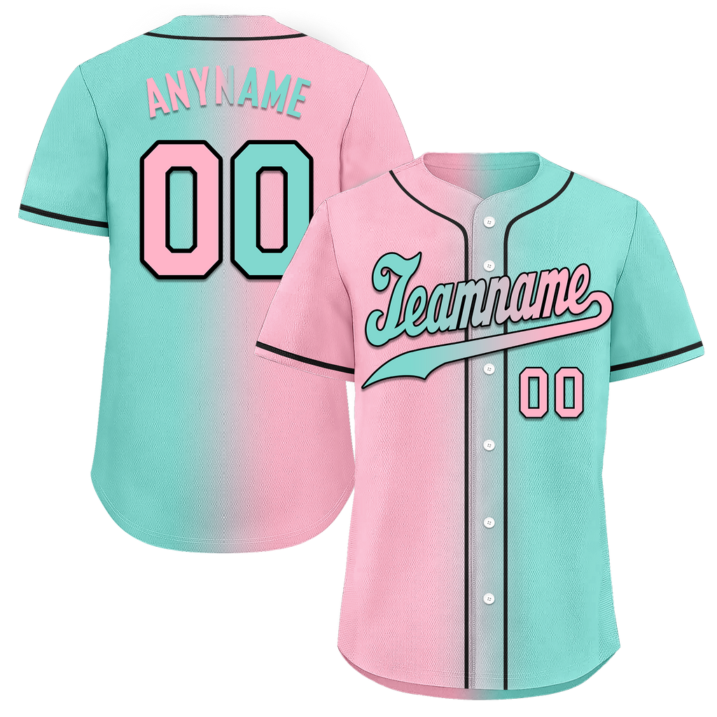 Custom Pink Cyan Gradient Fashion Personalized Authentic Baseball Jersey BSBJ01-D0a708b