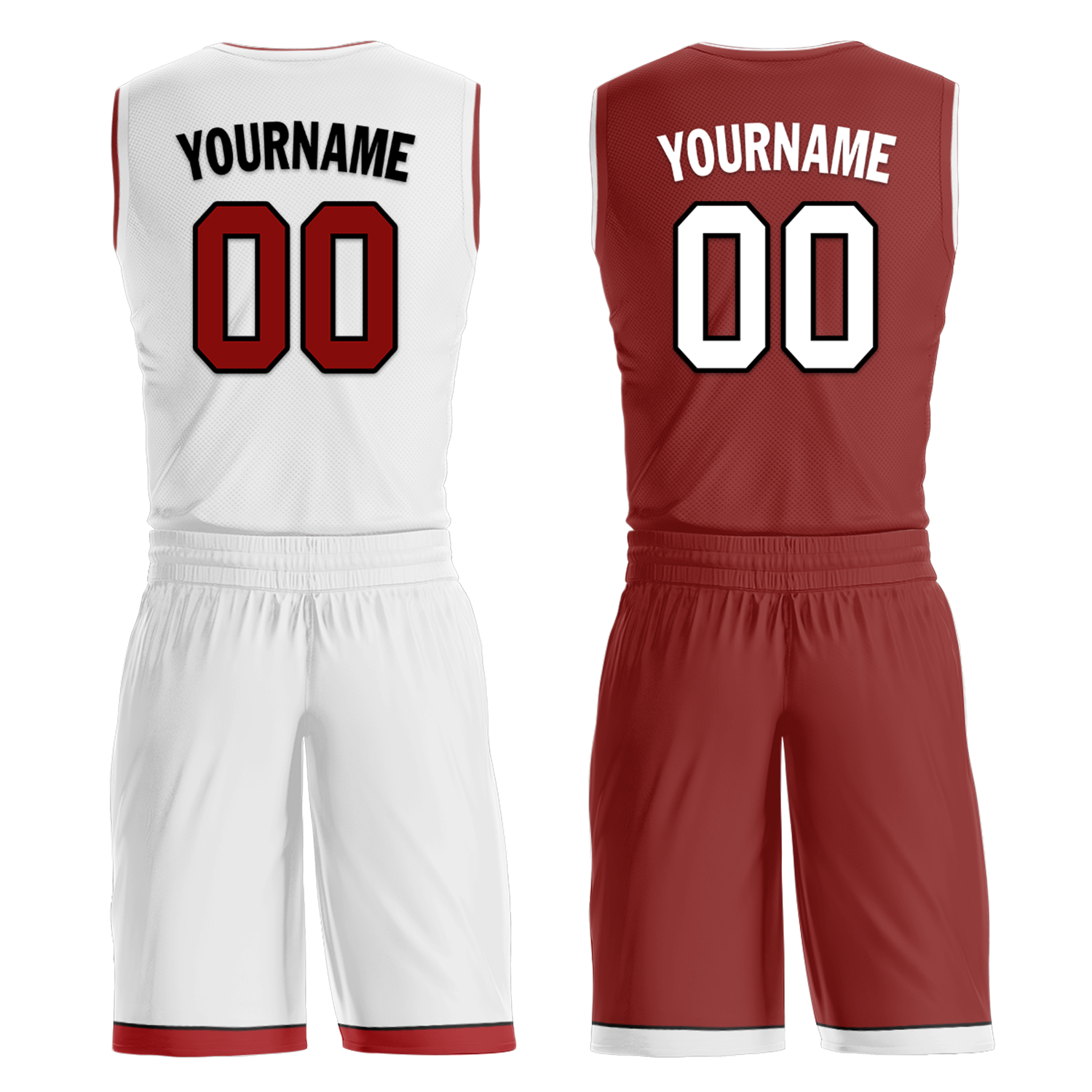 Custom White Red Classic Style Reversible Basketball Uniform Personalized Ordinary BBJR-D017017