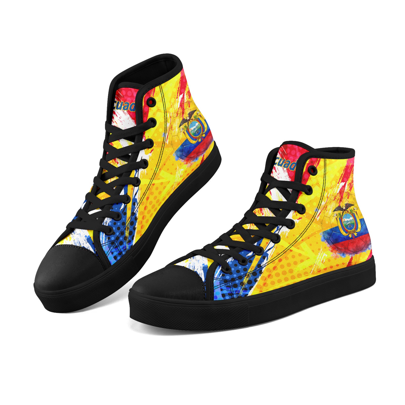 Custom Ecuador 2026 World Cup Sneakers DIY Country Flag Running Shoes Lightweight Sport Shoes Gift for Football Fans Personalized Team Name and Logo FN024-F009099-4
