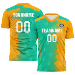 Custom Green Yellow Soccer Sets Jersey Personalized SCJ101-D020210-6