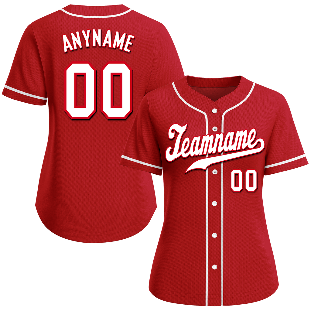 Custom Red Classic Style White Personalized Authentic Baseball Jersey BSBJ01-bd0fadf