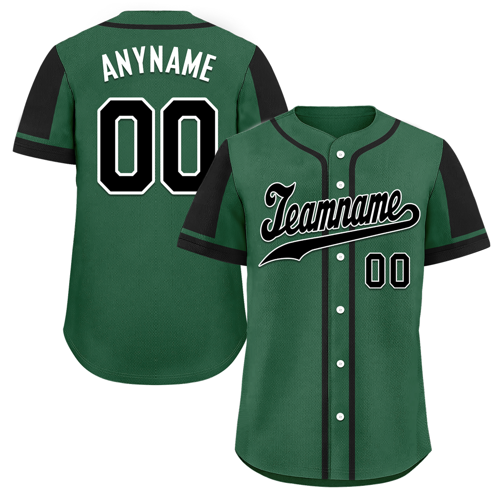 Custom Green Black Raglan Sleeves Personalized Authentic Baseball Jersey BSBJ01-D017207