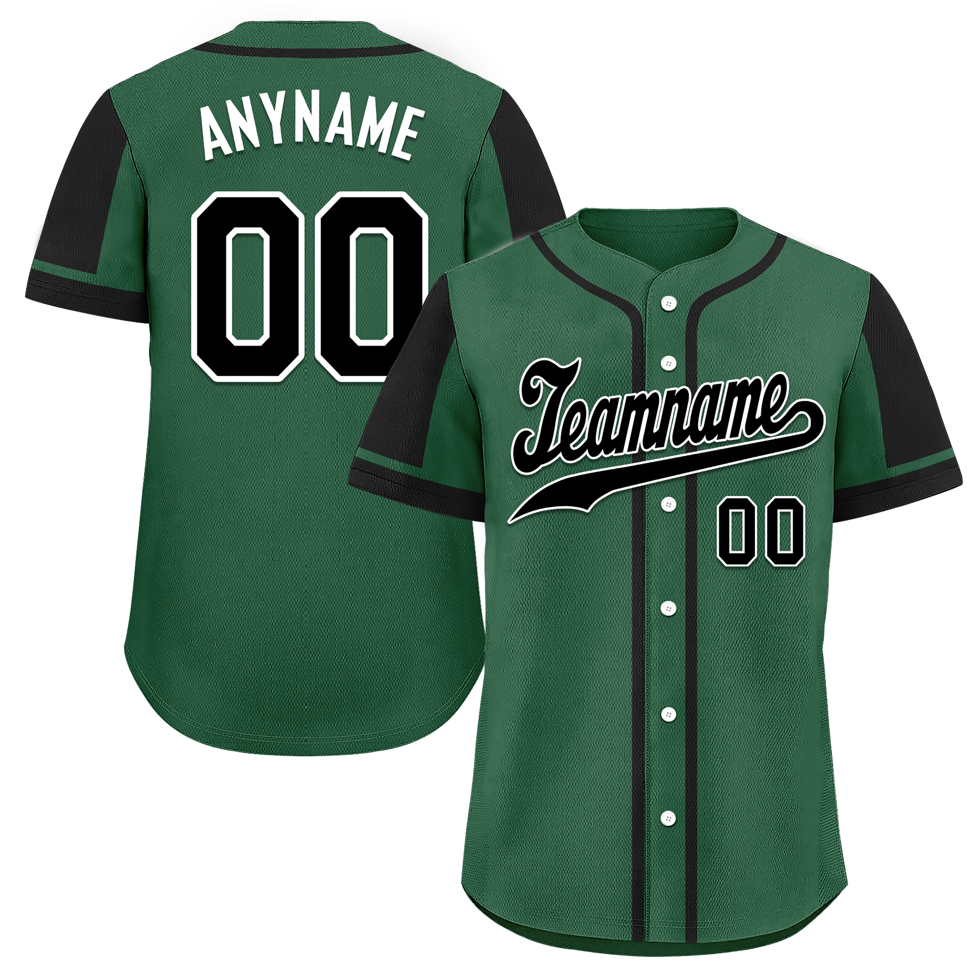 Custom Green Black Raglan Sleeves Personalized Authentic Baseball Jersey BSBJ01-D017207