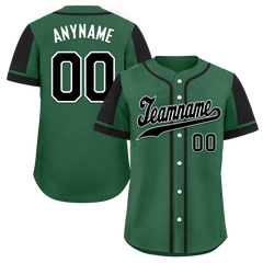 Custom Green Black Raglan Sleeves Personalized Authentic Baseball Jersey BSBJ01-D017207