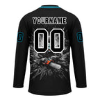 Custom Black White Teal Gothic Personalized Hockey Jersey HCKJ01-E0601-12