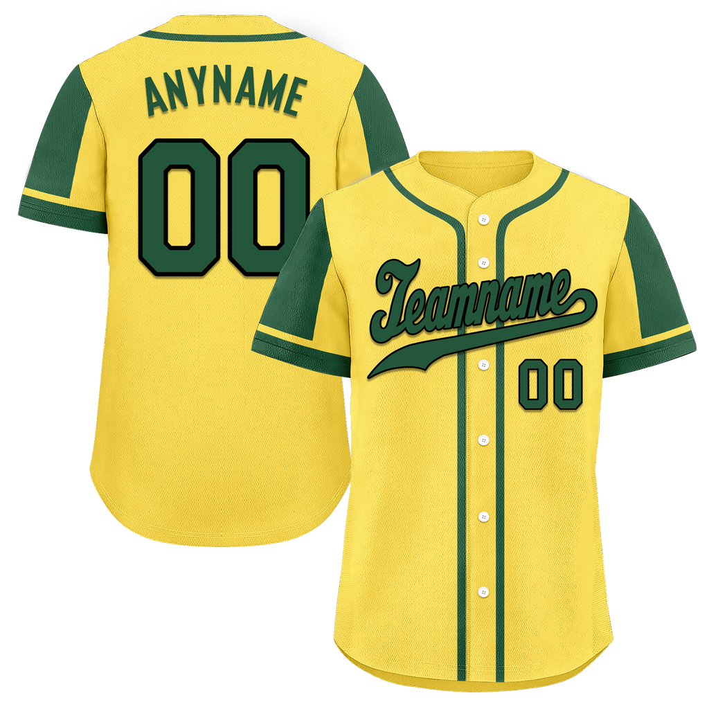 Custom Yellow Green Raglan Sleeves Personalized Authentic Baseball Jersey BSBJ01-D017206