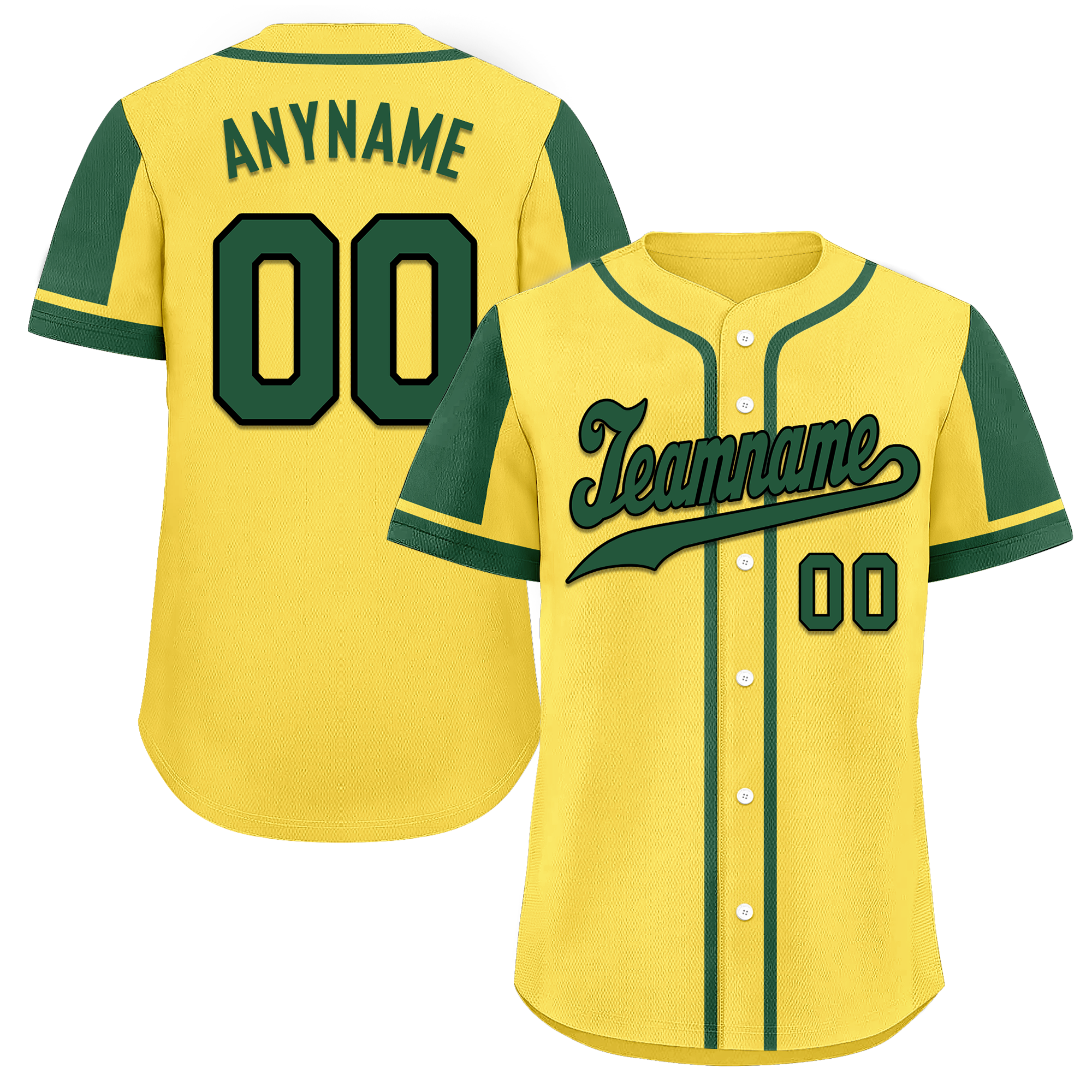 Custom Yellow Green Raglan Sleeves Personalized Authentic Baseball Jersey BSBJ01-D017206