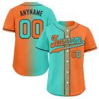 Custom Cyan Orange Gradient Fashion Personalized Authentic Baseball Jersey BSBJ01-D0a7087