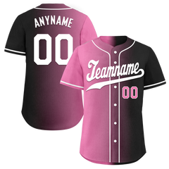 Custom Pink Black Gradient Fashion Personalized Authentic Baseball Jersey BSBJ01-D0a7099