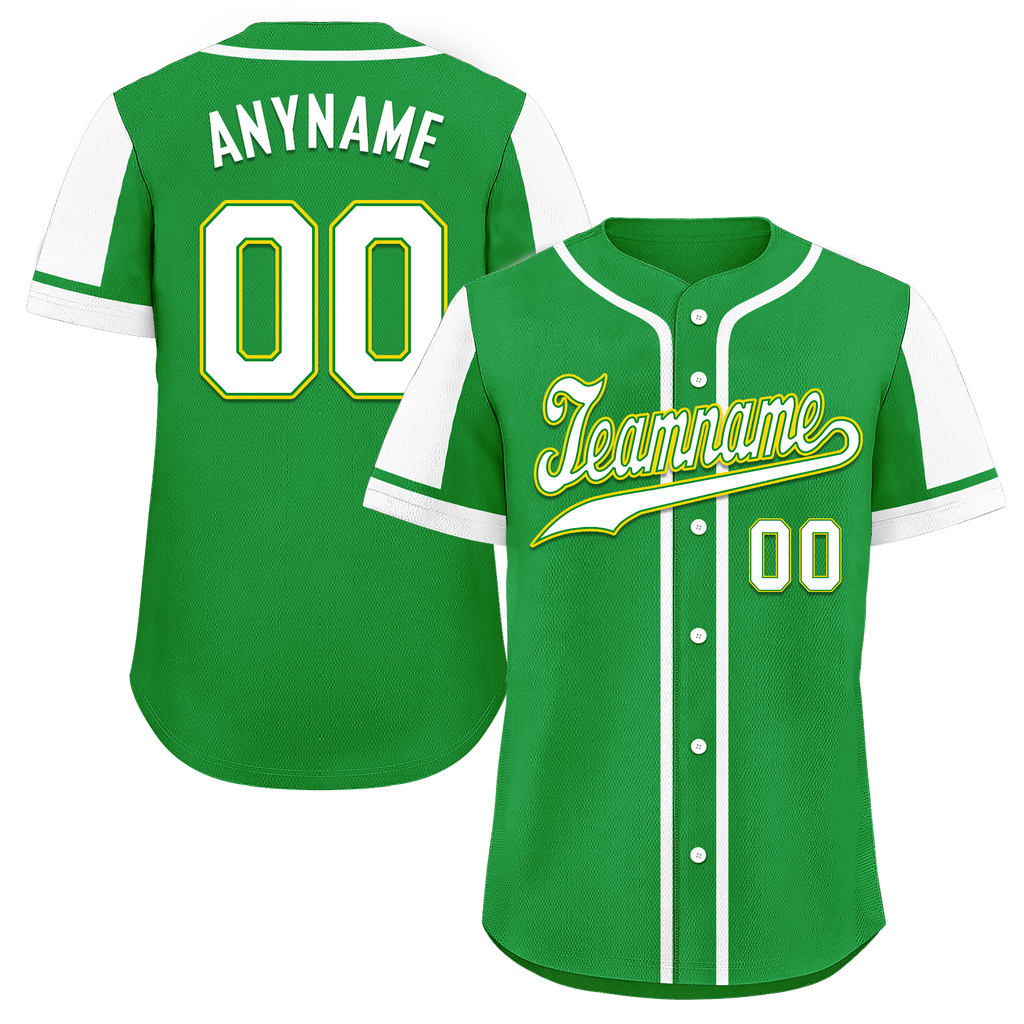 Custom Green White Raglan Sleeves Personalized Authentic Baseball Jersey BSBJ01-D017192