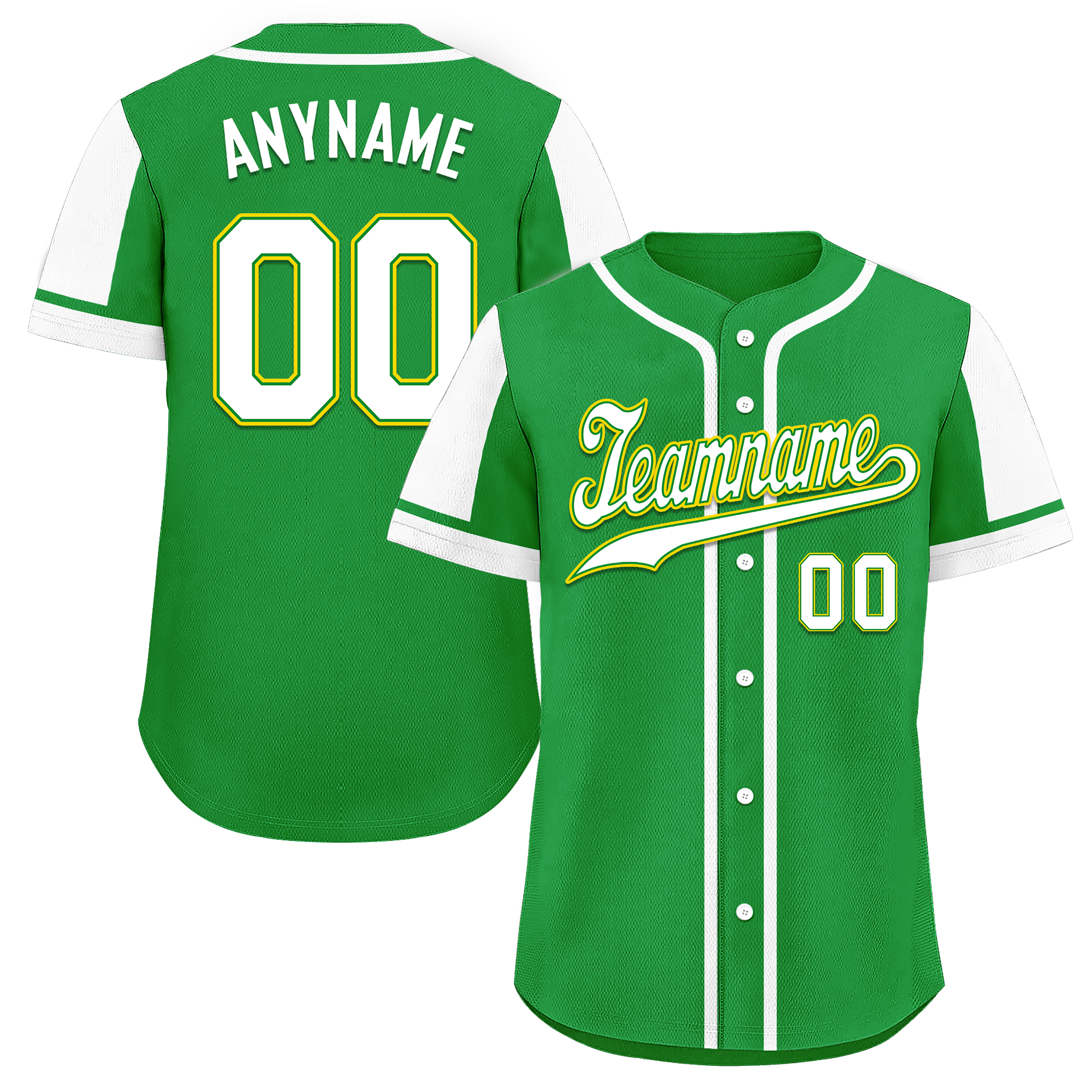 Custom Green White Raglan Sleeves Personalized Authentic Baseball Jersey BSBJ01-D017192