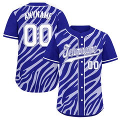 Custom Navy Blue White Zebra Pattern Personalized Authentic Baseball Jersey BSBJ01-D020201-4