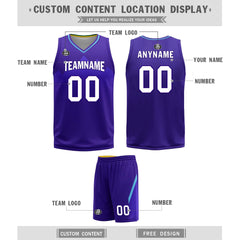 Custom Purple White Utah City Edition Personalized Reversible Basketball Set Sports Basketball Jersey BBJ01R-D0610-29