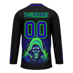 Custom Black Blue Green Gothic Personalized Hockey Jersey HCKJ01-E0601-09